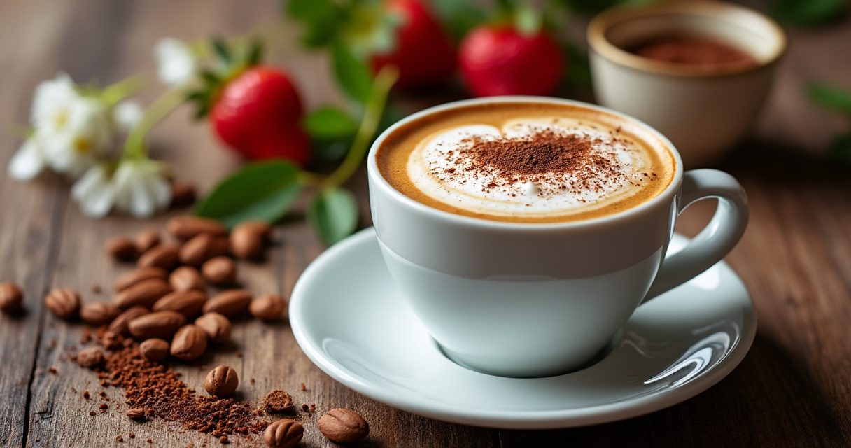 Cappuccino mit cremiger Milchschaumhaube in einer Tasse